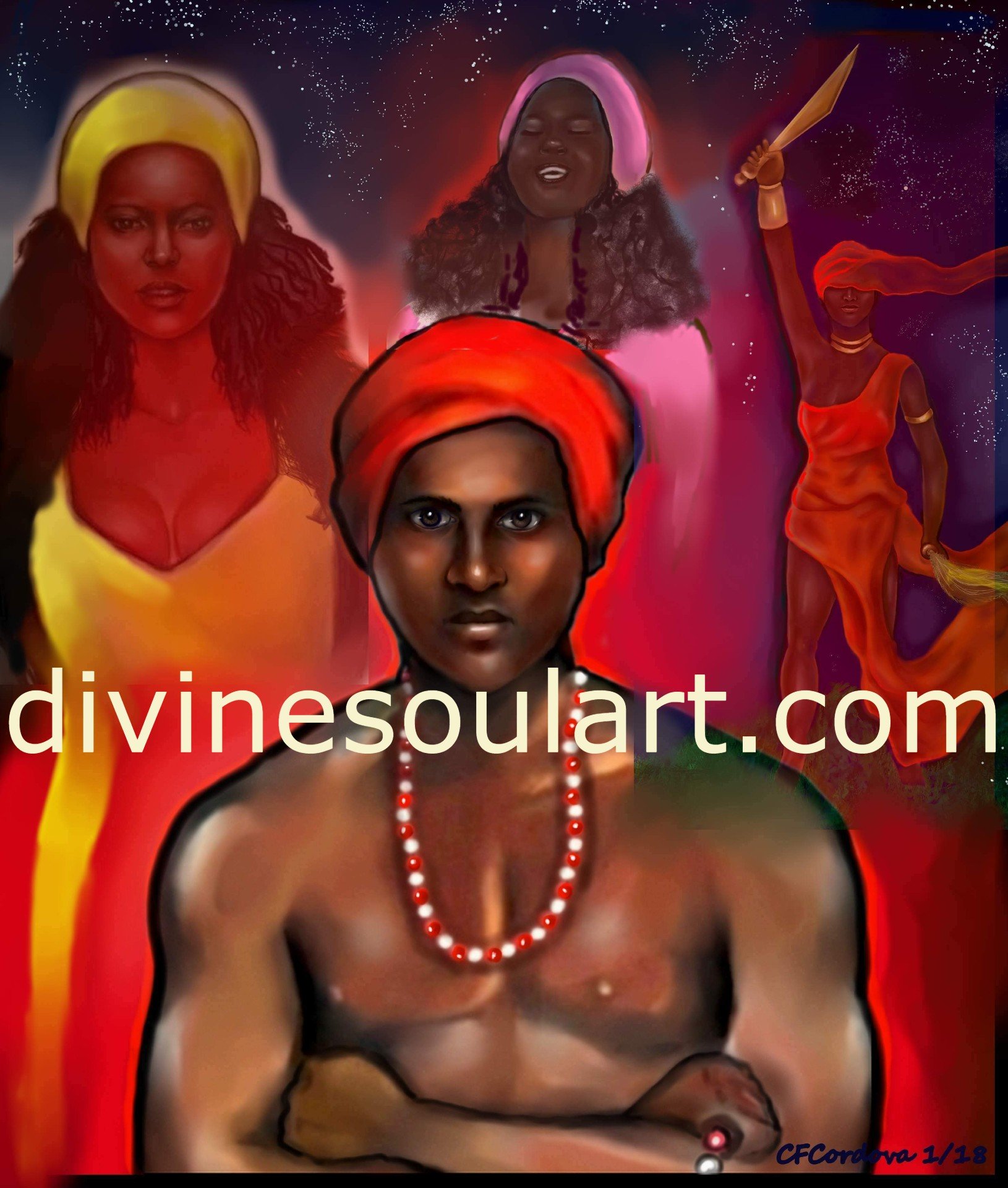 Chango,Oya,Oba,and Oshun